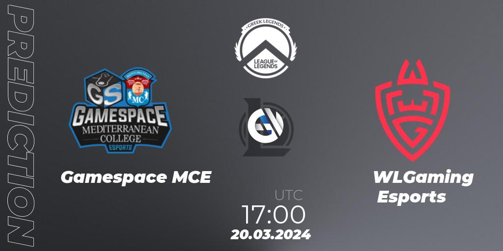 Gamespace MCE contre WLGaming Esports : prédiction de match. 20.03.2024 at 17:00. LoL, GLL Spring 2024