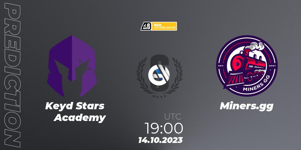 Keyd Stars Academy contre Miners.gg : prédiction de match. 14.10.2023 at 19:00. Rainbow Six, Brazil League 2023 - Stage 2 - Last Chance Qualifiers