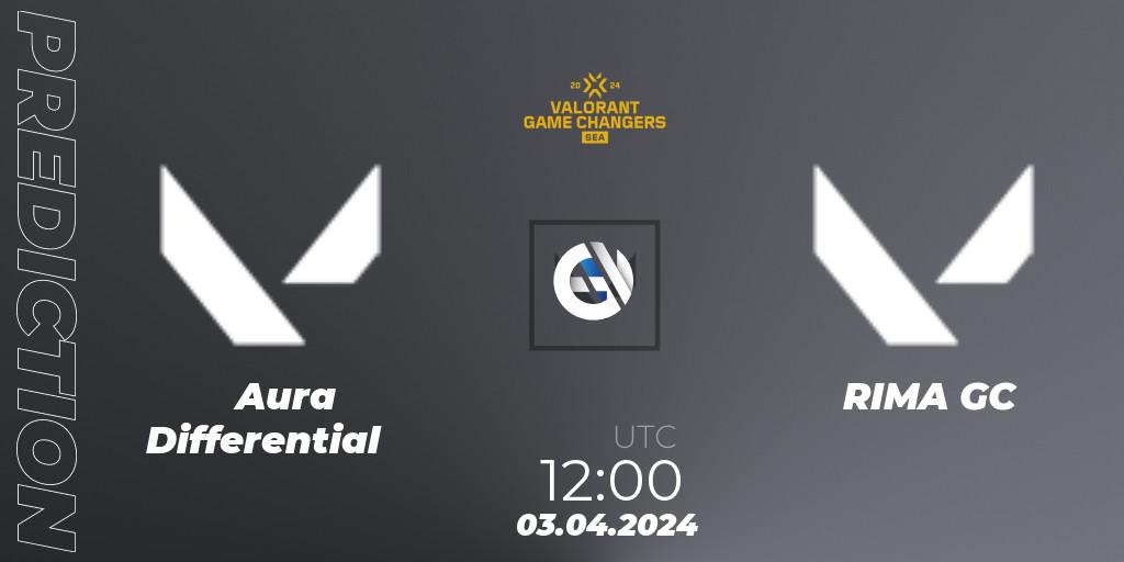 Aura Differential contre RIMA GC : prédiction de match. 03.04.2024 at 12:00. VALORANT, VCT 2024: Game Changers SEA Stage 1