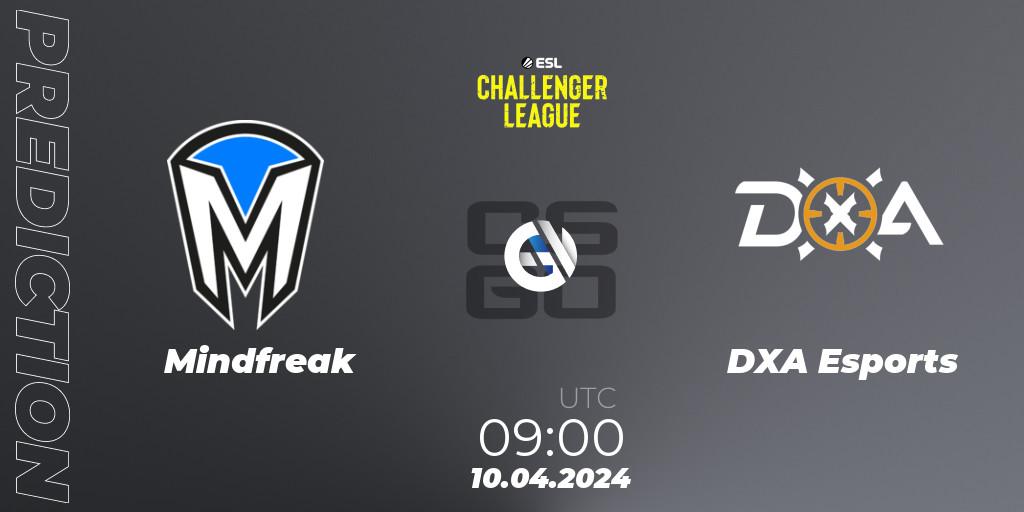 Mindfreak contre DXA Esports : prédiction de match. 10.04.2024 at 09:00. Counter-Strike (CS2), ESL Challenger League Season 47: Oceania
