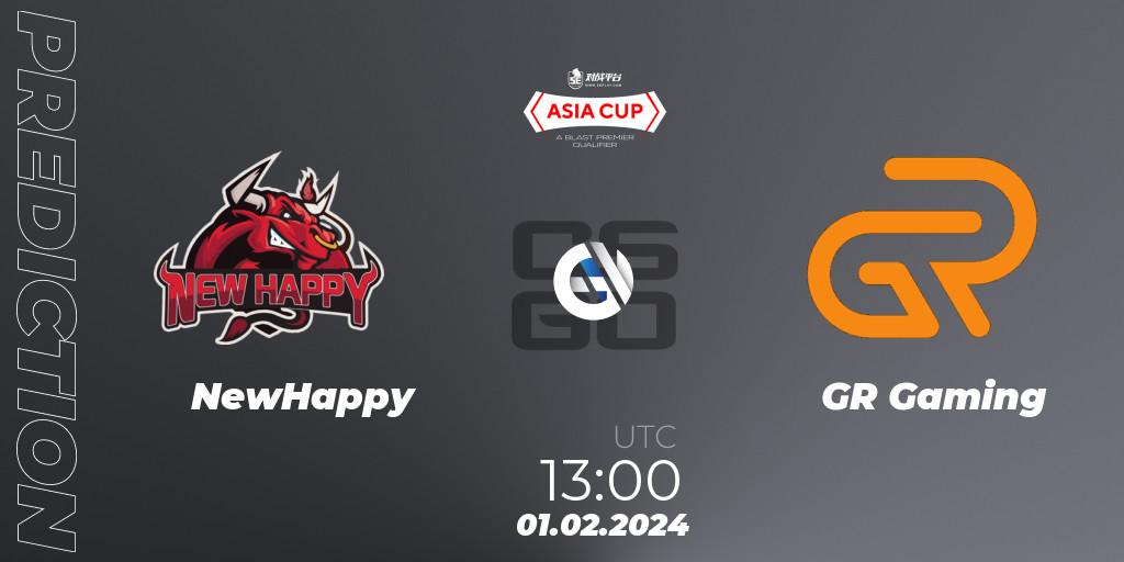 NewHappy contre GR Gaming : prédiction de match. 01.02.2024 at 13:00. Counter-Strike (CS2), 5E Arena Asia Cup Spring 2024 - BLAST Premier Qualifier