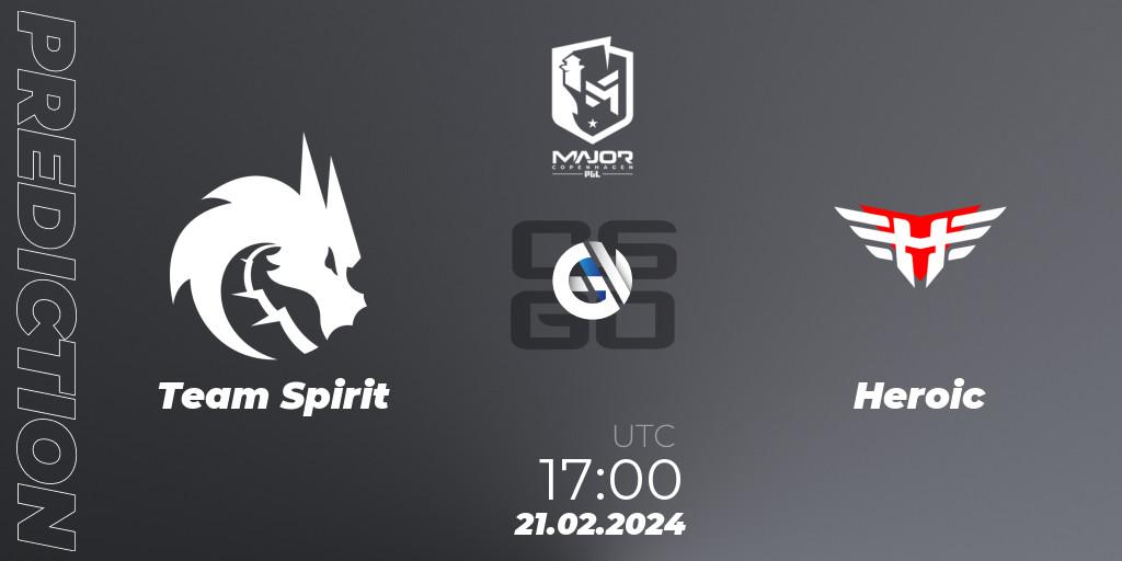 Team Spirit contre Heroic : prédiction de match. 21.02.24. CS2 (CS:GO), PGL CS2 Major Copenhagen 2024: European RMR B