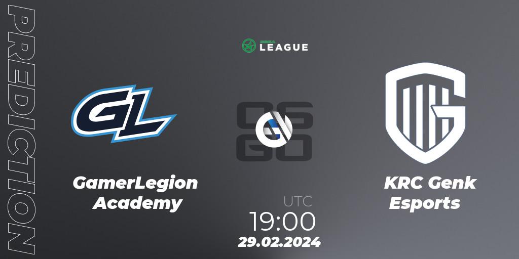 GamerLegion Academy contre KRC Genk Esports : prédiction de match. 29.02.24. CS2 (CS:GO), ESEA Season 48: Advanced Division - Europe