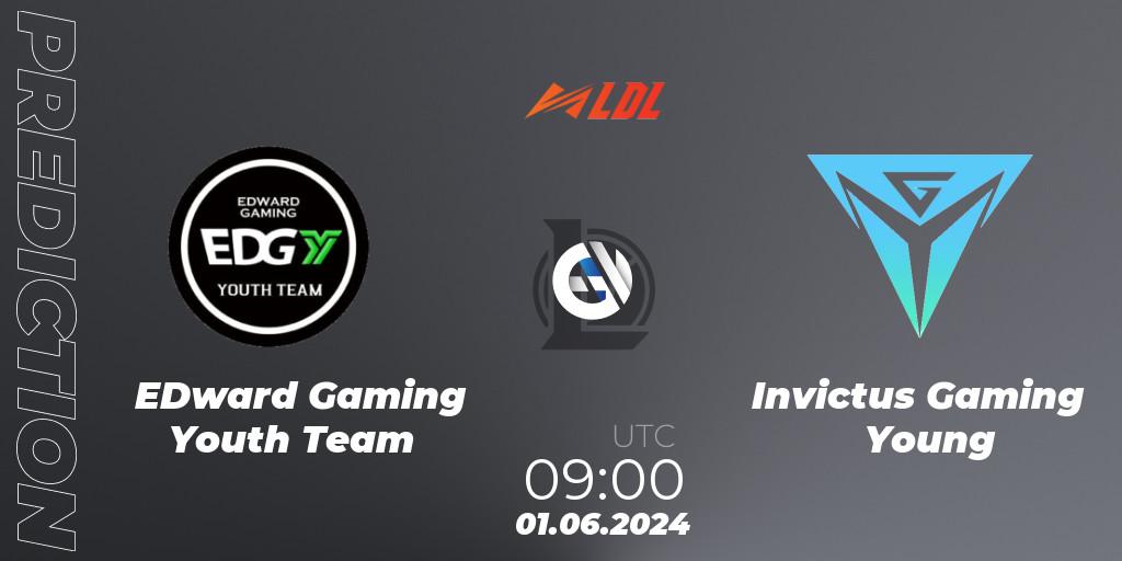 EDward Gaming Youth Team contre Invictus Gaming Young : prédiction de match. 01.06.2024 at 09:00. LoL, LDL 2024 - Stage 2