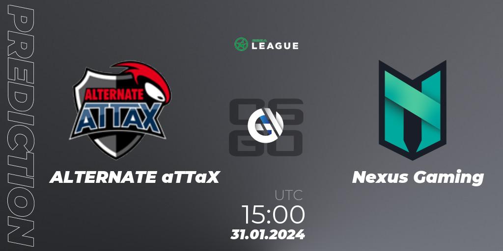 ALTERNATE aTTaX contre Nexus Gaming : prédiction de match. 31.01.2024 at 15:00. Counter-Strike (CS2), ESEA Season 48: Advanced Division - Europe