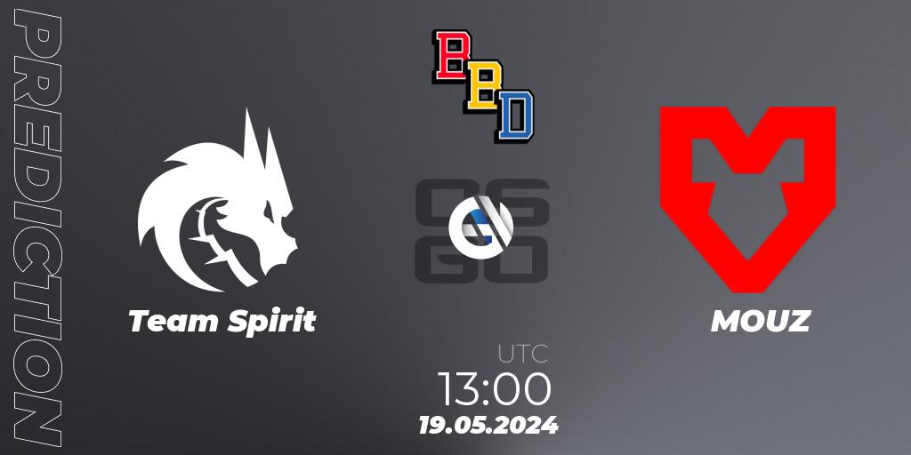 Team Spirit contre MOUZ : prédiction de match. 19.05.2024 at 13:00. Counter-Strike (CS2), BetBoom Dacha Belgrade 2024