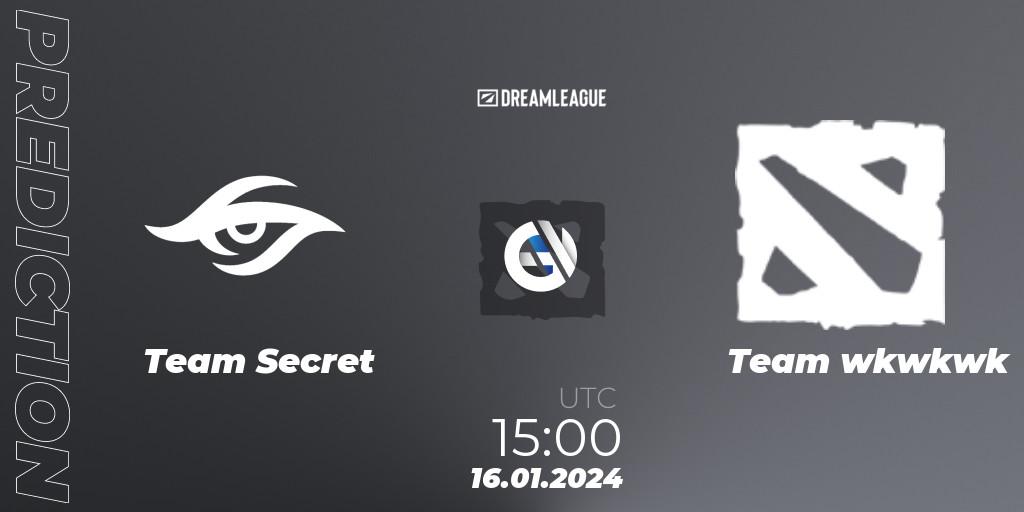 Team Secret contre Team wkwkwk : prédiction de match. 16.01.24. Dota 2, DreamLeague Season 22: Western Europe Closed Qualifier
