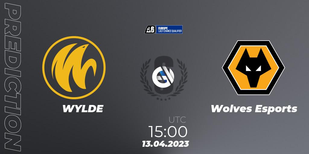 WYLDE contre Wolves Esports : prédiction de match. 13.04.2023 at 15:00. Rainbow Six, Europe League 2023 - Stage 1 - Last Chance Qualifiers