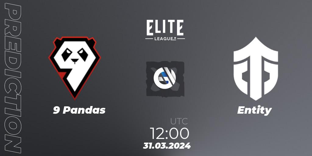 9 Pandas contre Entity : prédiction de match. 31.03.24. Dota 2, Elite League: Swiss Stage