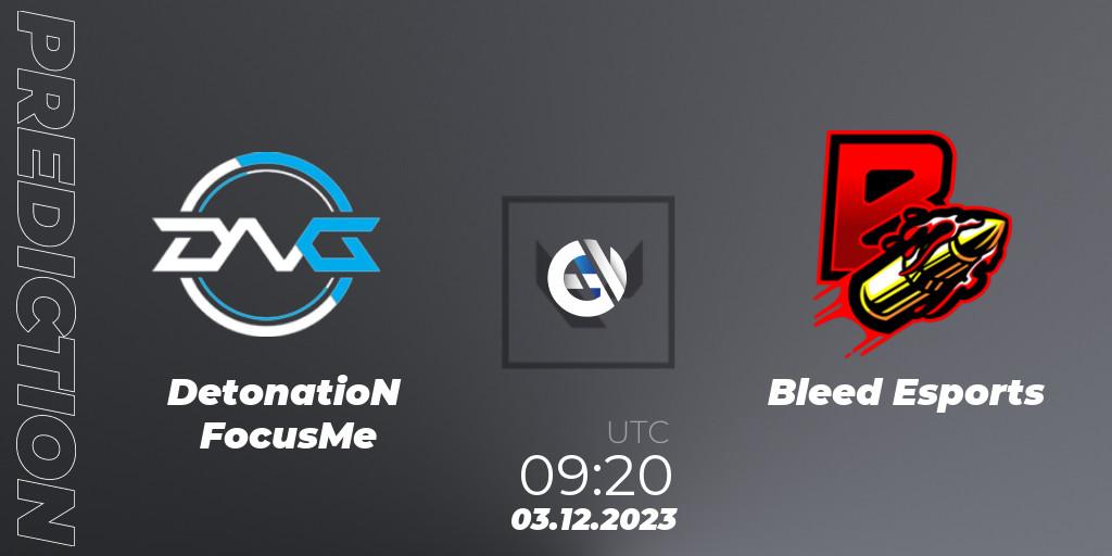 DetonatioN FocusMe contre Bleed eSports : prédiction de match. 03.12.23. VALORANT, Riot Games ONE PRO INVITATIONAL 2023