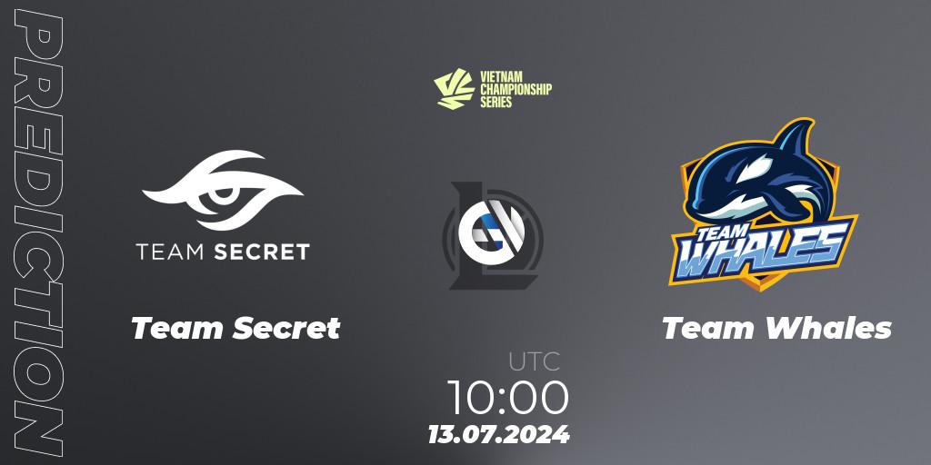 Team Secret contre Team Whales : prédiction de match. 26.07.2024 at 10:00. LoL, VCS Summer 2024 - Group Stage