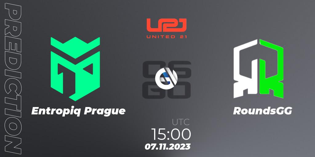Entropiq Prague contre RoundsGG : prédiction de match. 07.11.2023 at 15:00. Counter-Strike (CS2), United21 Season 7: Division 2