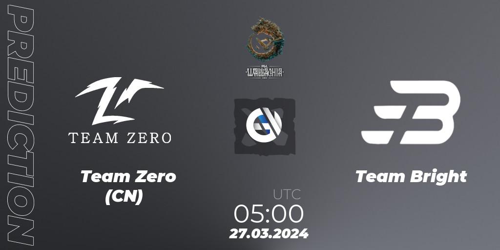 Team Zero (CN) contre Team Bright : prédiction de match. 27.03.24. Dota 2, PGL Wallachia Season 1: China Closed Qualifier