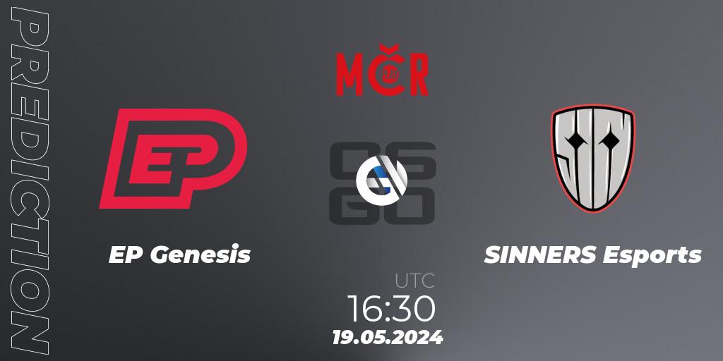 EP Genesis contre SINNERS Esports : prédiction de match. 19.05.2024 at 16:30. Counter-Strike (CS2), Tipsport Cup Spring 2024: Online Stage