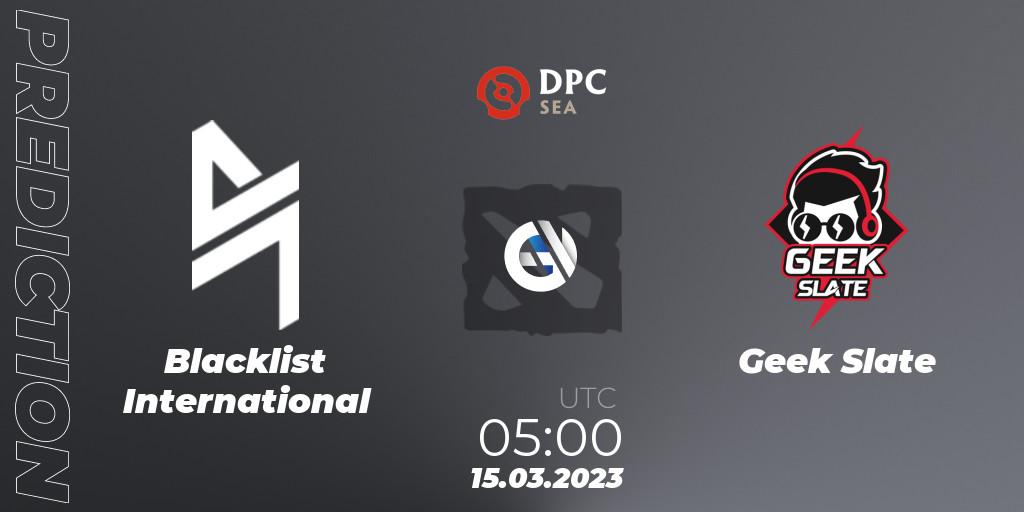 Blacklist International contre Geek Slate : prédiction de match. 27.03.23. Dota 2, DPC 2023 Tour 2: SEA Division I (Upper)