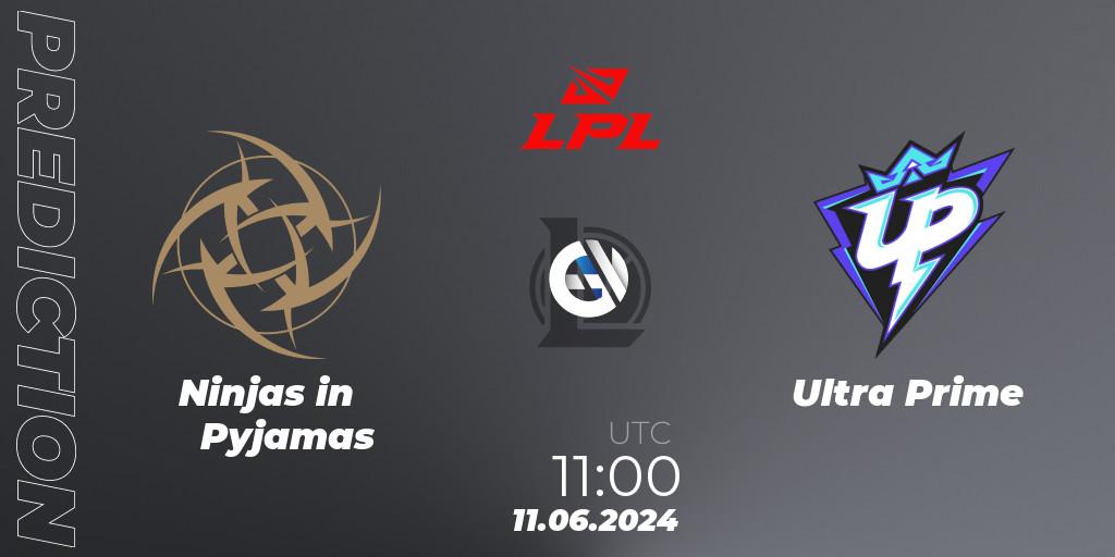 Ninjas in Pyjamas contre Ultra Prime : prédiction de match. 11.06.2024 at 11:00. LoL, LPL 2024 Summer - Group Stage
