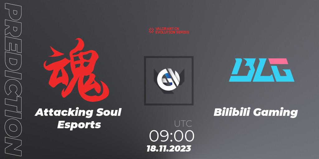 Attacking Soul Esports contre Bilibili Gaming : prédiction de match. 18.11.2023 at 09:00. VALORANT, VALORANT China Evolution Series Act 3: Heritability