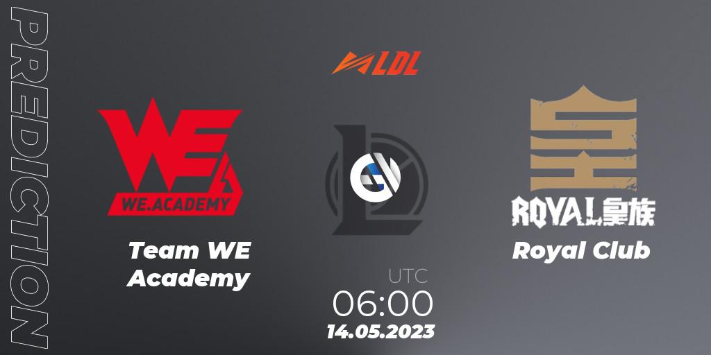 Team WE Academy contre Royal Club : prédiction de match. 14.05.2023 at 06:00. LoL, LDL 2023 - Regular Season - Stage 2