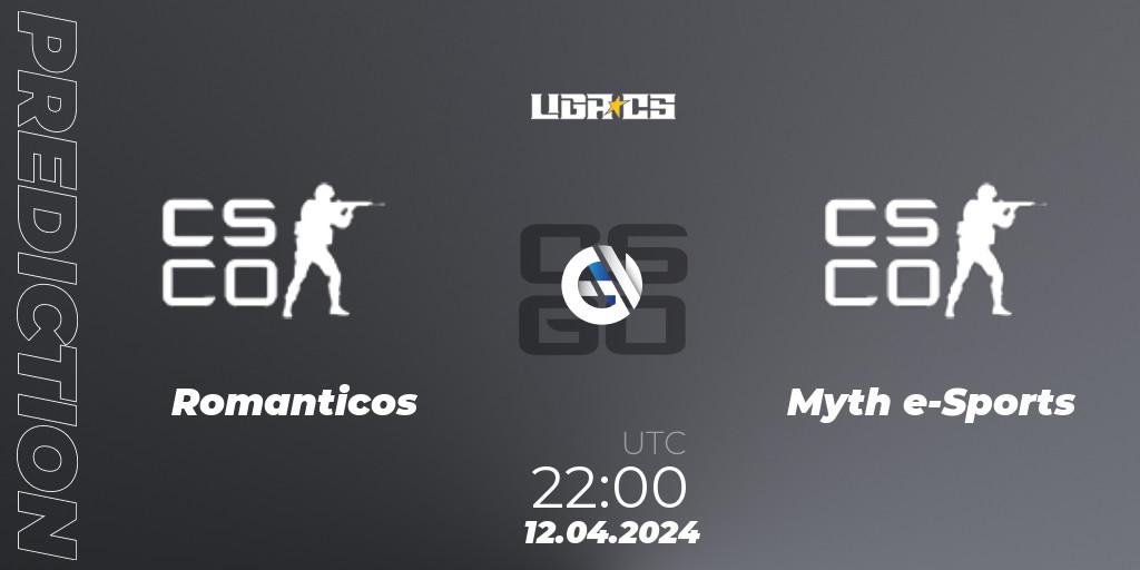 Romanticos contre Myth e-Sports : prédiction de match. 12.04.2024 at 22:00. Counter-Strike (CS2), LIGA CS: Summer 2024