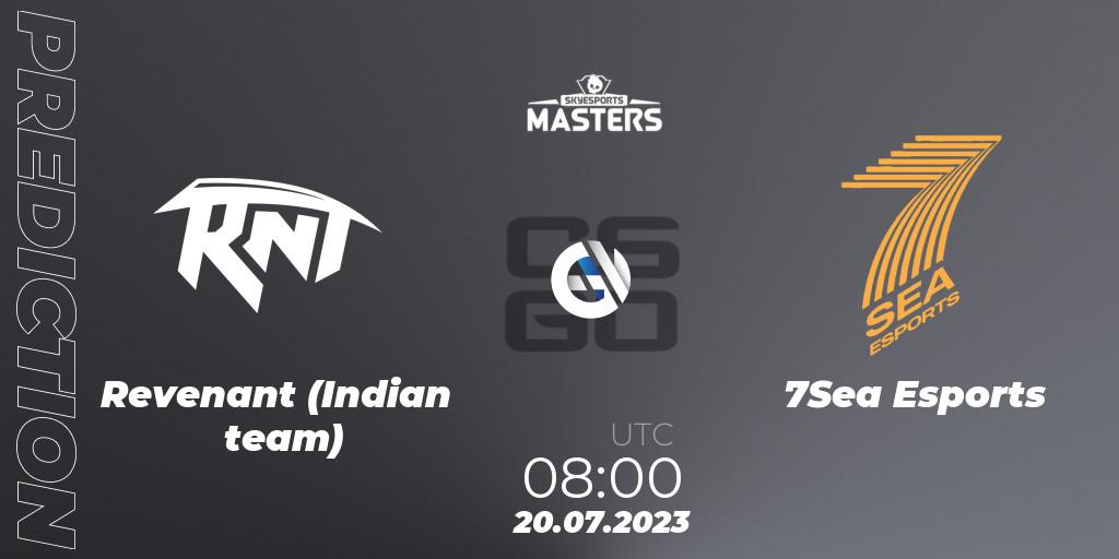 Revenant (Indian team) contre 7Sea Esports : prédiction de match. 20.07.2023 at 08:00. Counter-Strike (CS2), Skyesports Masters 2023: Regular Season