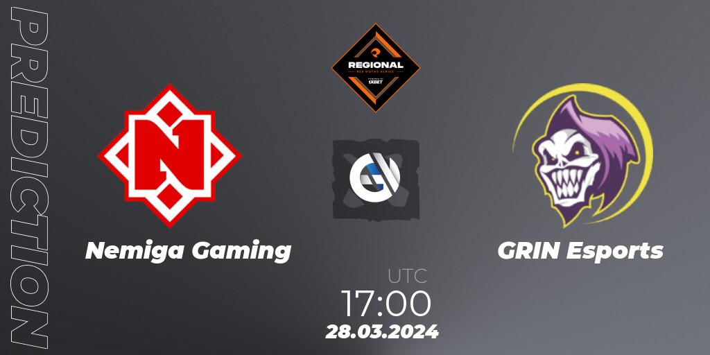 Nemiga Gaming contre GRIN Esports : prédiction de match. 28.03.24. Dota 2, RES Regional Series: EU #1