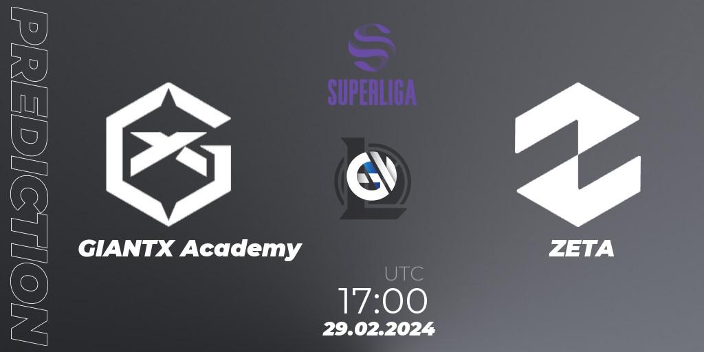 GIANTX Academy contre ZETA : prédiction de match. 29.02.24. LoL, Superliga Spring 2024 - Group Stage