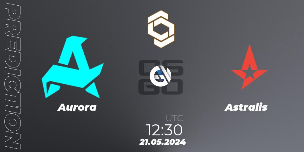 Aurora contre Astralis : prédiction de match. 21.05.2024 at 12:30. Counter-Strike (CS2), CCT Global Finals