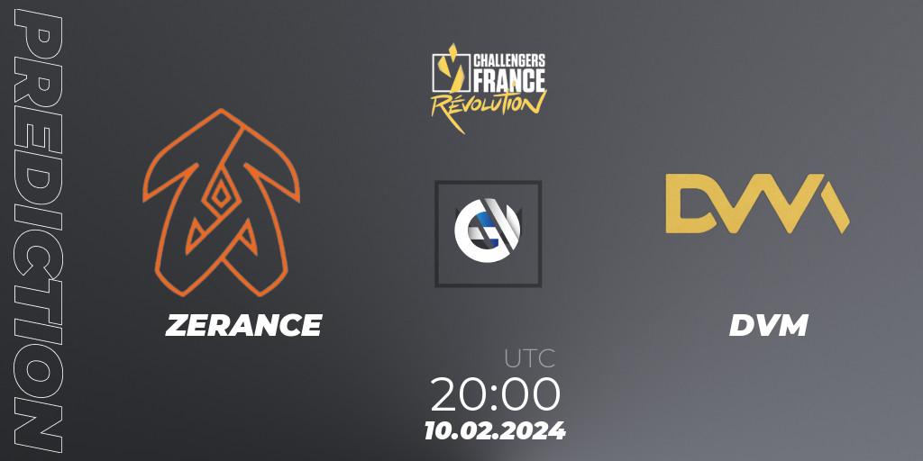 ZERANCE contre DVM : prédiction de match. 10.02.24. VALORANT, VALORANT Challengers 2024 France: Revolution Split 1
