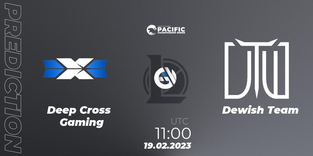 Deep Cross Gaming contre Dewish Team : prédiction de match. 19.02.2023 at 11:00. LoL, PCS Spring 2023 - Group Stage