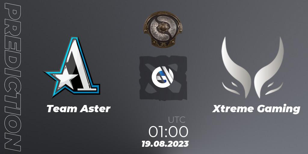 Team Aster contre Xtreme Gaming : prédiction de match. 19.08.2023 at 01:05. Dota 2, The International 2023 - China Qualifier
