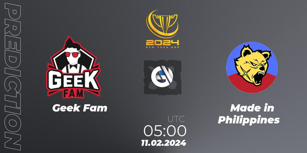 Geek Fam contre Made in Philippines : prédiction de match. 11.02.24. Dota 2, New Year Cup 2024
