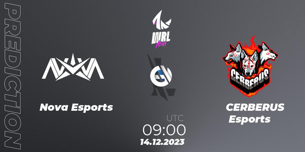 Nova Esports contre CERBERUS Esports : prédiction de match. 14.12.2023 at 09:00. Wild Rift, WRL Asia 2023 - Season 2 - Regular Season