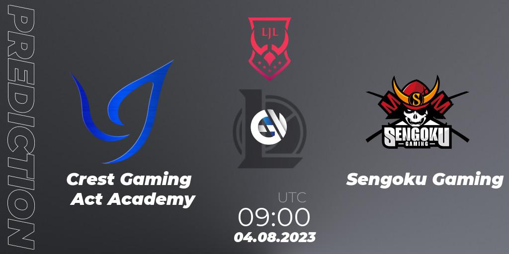 Crest Gaming Act Academy contre Sengoku Gaming : prédiction de match. 04.08.23. LoL, LJL Summer 2023