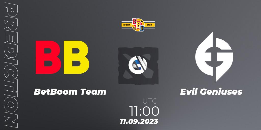 BetBoom Team contre Evil Geniuses : prédiction de match. 11.09.2023 at 12:00. Dota 2, BetBoom Dacha