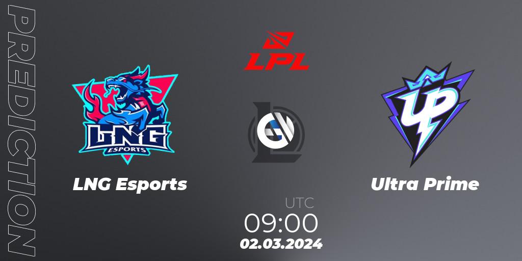LNG Esports contre Ultra Prime : prédiction de match. 02.03.24. LoL, LPL Spring 2024 - Group Stage
