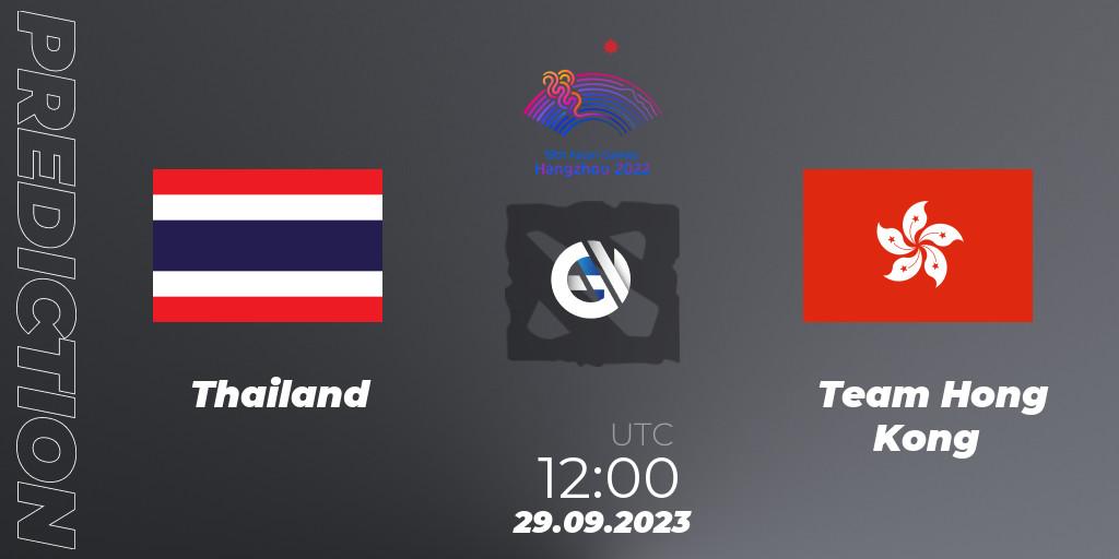 Thailand contre Team Hong Kong : prédiction de match. 29.09.2023 at 12:00. Dota 2, 2022 Asian Games