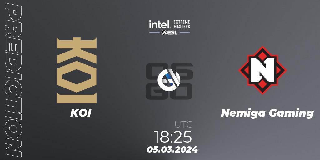 KOI contre Nemiga Gaming : prédiction de match. 05.03.24. CS2 (CS:GO), Intel Extreme Masters Dallas 2024: European Open Qualifier #2