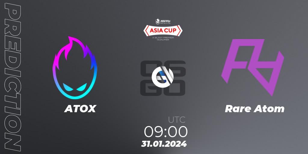 ATOX contre Rare Atom : prédiction de match. 31.01.24. CS2 (CS:GO), 5E Arena Asia Cup Spring 2024 - BLAST Premier Qualifier