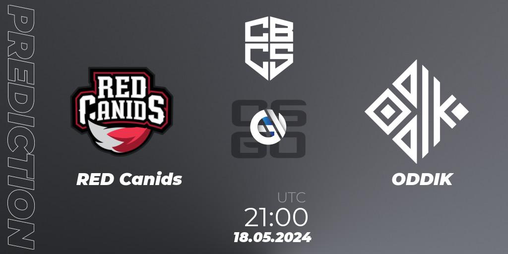 RED Canids contre ODDIK : prédiction de match. 18.05.2024 at 21:00. Counter-Strike (CS2), CBCS Season 4