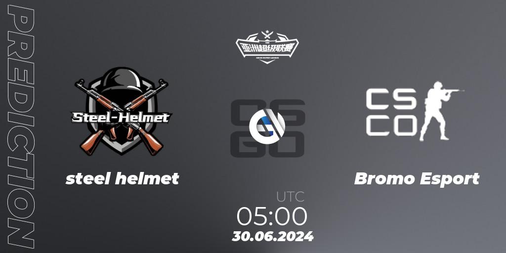 steel helmet contre Bromo Esport : prédiction de match. 30.06.2024 at 05:00. Counter-Strike (CS2), Asian Super League Season 4: Preliminary Stage