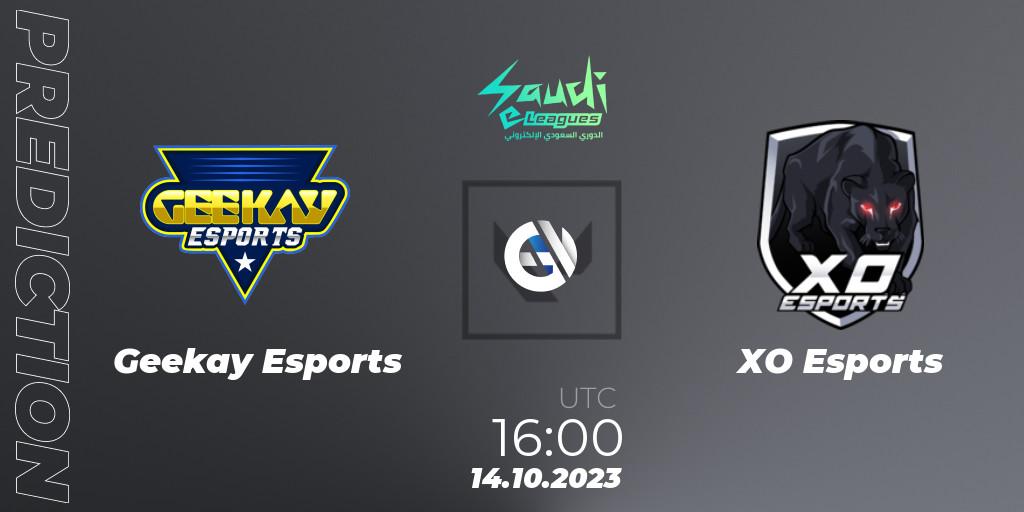 Geekay Esports contre XO Esports : prédiction de match. 14.10.2023 at 16:00. VALORANT, Saudi eLeague 2023: Season 2