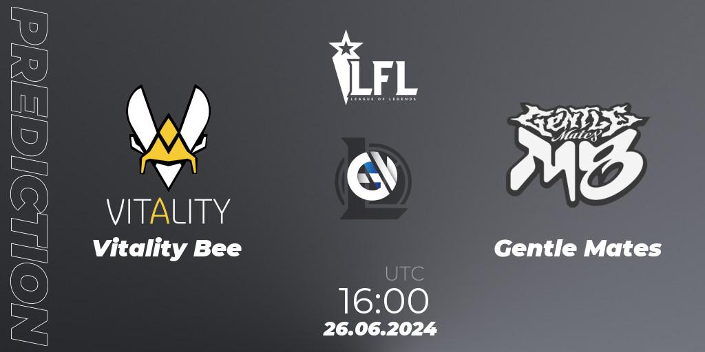 Vitality Bee contre Gentle Mates : prédiction de match. 26.06.2024 at 16:00. LoL, LFL Summer 2024