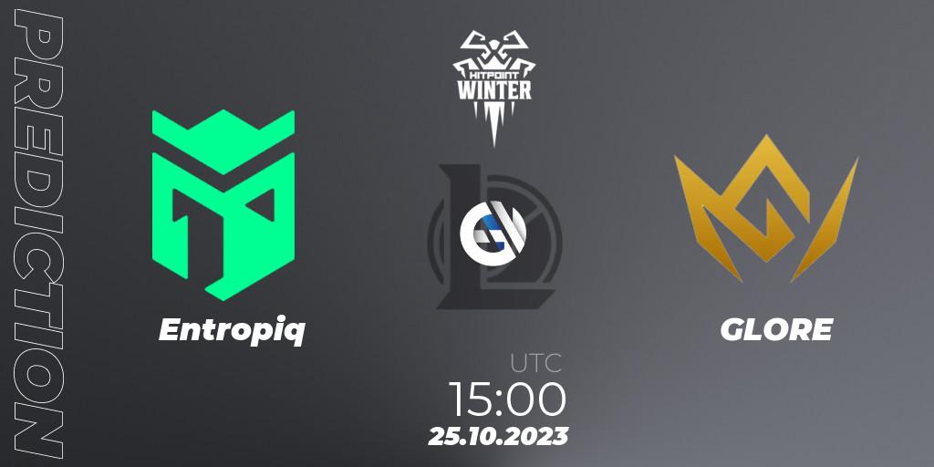Entropiq contre GLORE : prédiction de match. 25.10.2023 at 15:00. LoL, Hitpoint Masters Winter 2023 - Playoffs