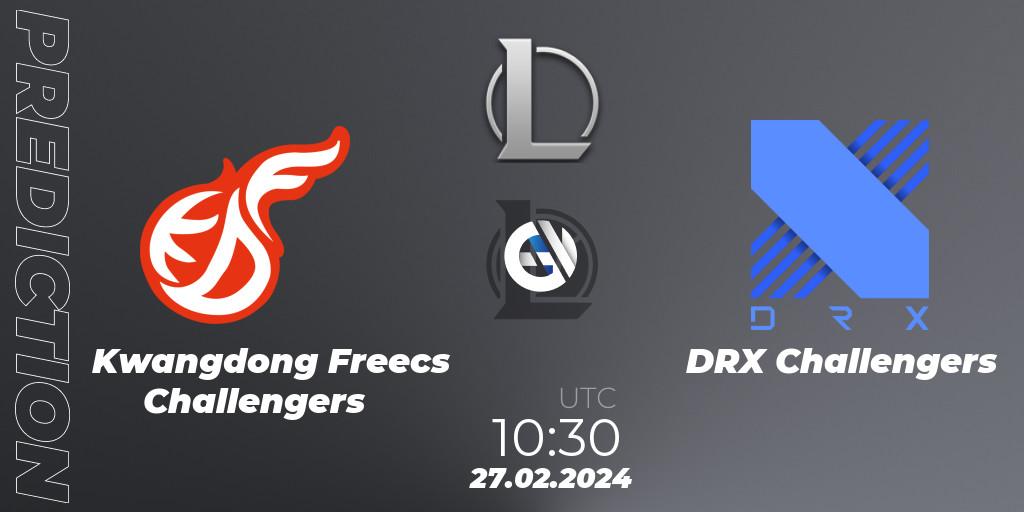 Kwangdong Freecs Challengers contre DRX Challengers : prédiction de match. 27.02.2024 at 10:30. LoL, LCK Challengers League 2024 Spring - Group Stage