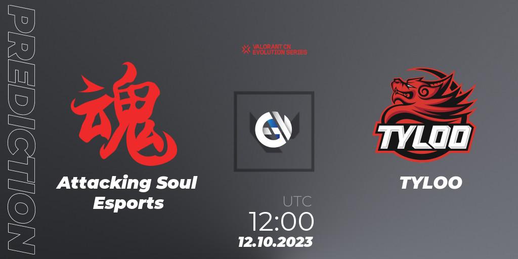 Attacking Soul Esports contre TYLOO : prédiction de match. 12.10.2023 at 12:00. VALORANT, VALORANT China Evolution Series Act 2: Selection - Play-In