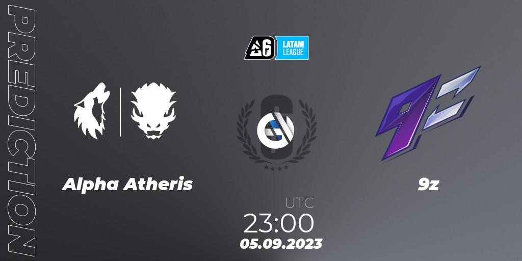 Alpha Atheris contre 9z : prédiction de match. 05.09.2023 at 23:00. Rainbow Six, LATAM League 2023 - Stage 2