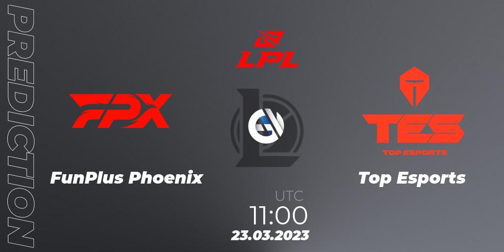 FunPlus Phoenix contre Top Esports : prédiction de match. 23.03.23. LoL, LPL Spring 2023 - Group Stage
