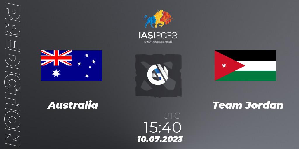 Australia contre Team Jordan : prédiction de match. 10.07.2023 at 16:40. Dota 2, Gamers8 IESF Asian Championship 2023