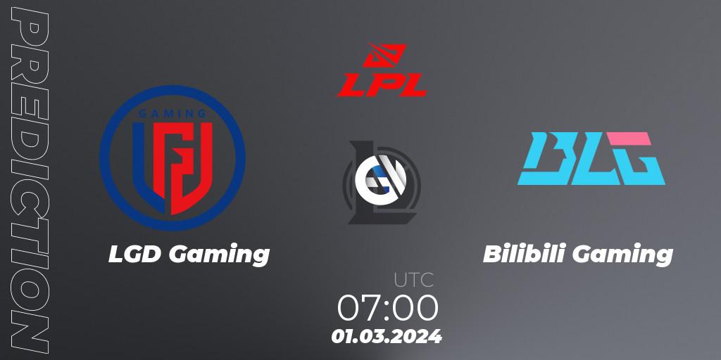 LGD Gaming contre Bilibili Gaming : prédiction de match. 01.03.24. LoL, LPL Spring 2024 - Group Stage