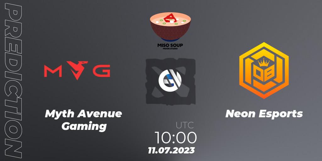 Myth Avenue Gaming contre Neon Esports : prédiction de match. 11.07.23. Dota 2, Moon Studio Miso Soup